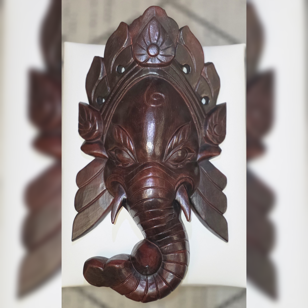 Ganesh Handmade Wooden Hanging Mask Made in Nepal