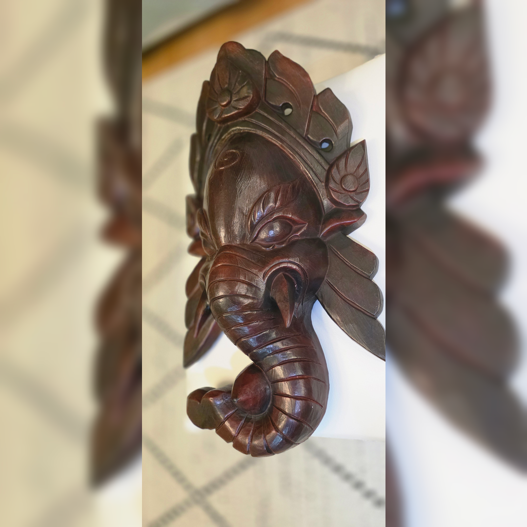 Ganesh Handmade Wooden Hanging Mask Made in Nepal