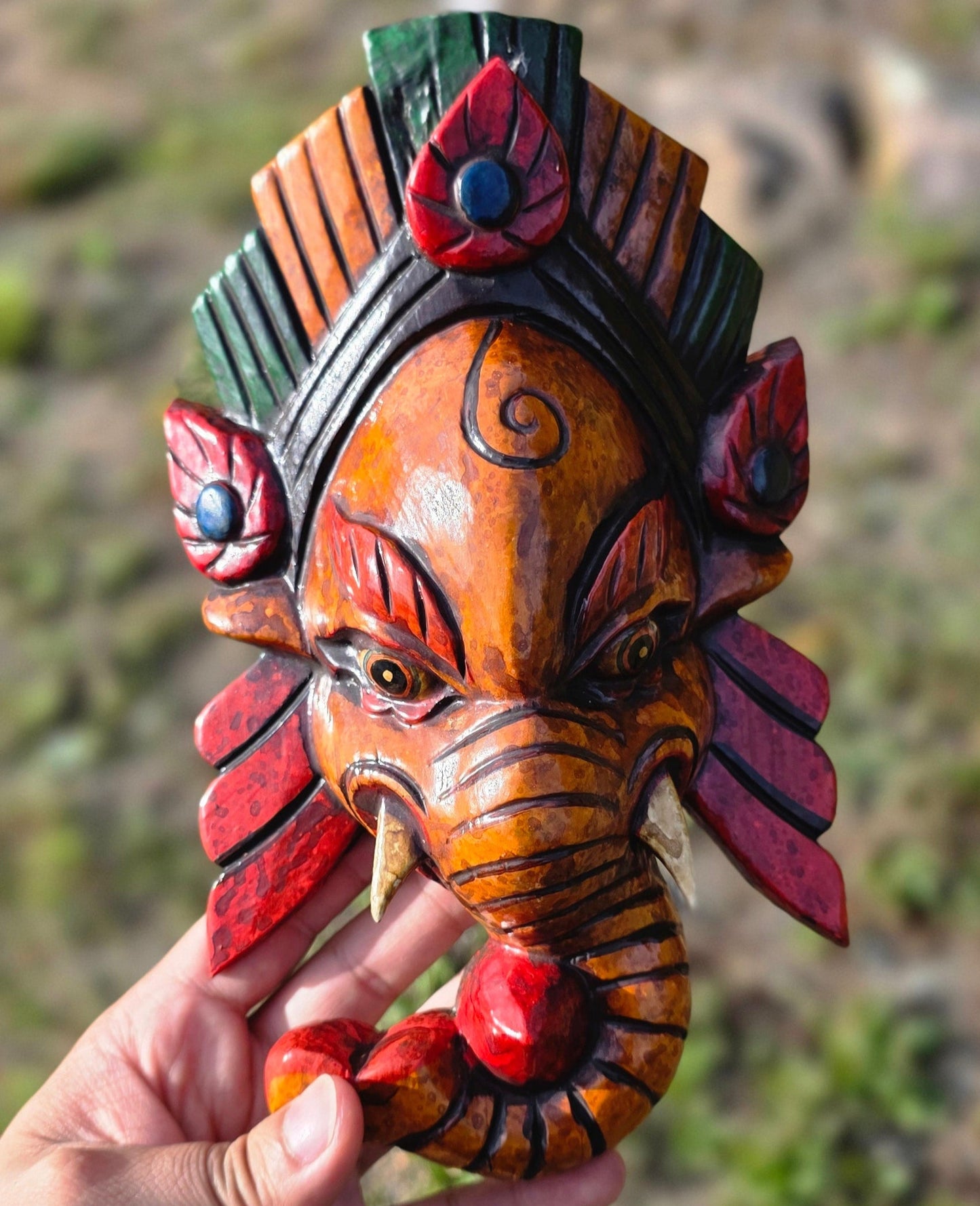 Ganesh Handmade Wooden Mask Made in Nepal