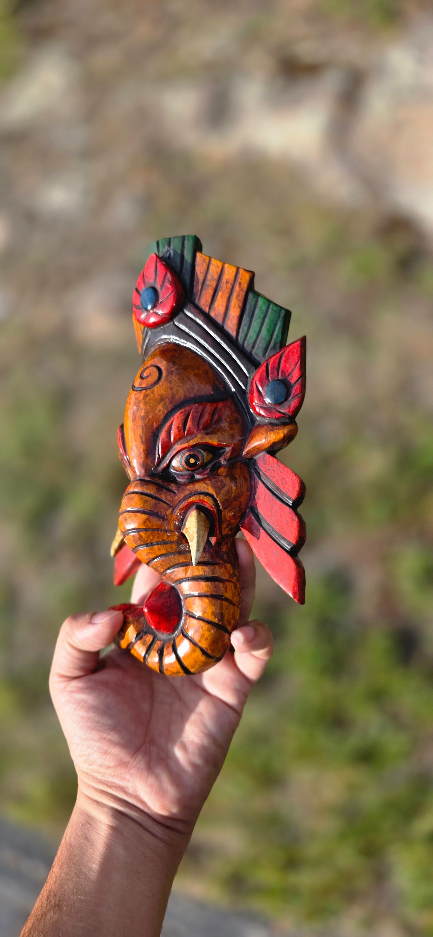 Ganesh Handmade Wooden Mask Made in Nepal