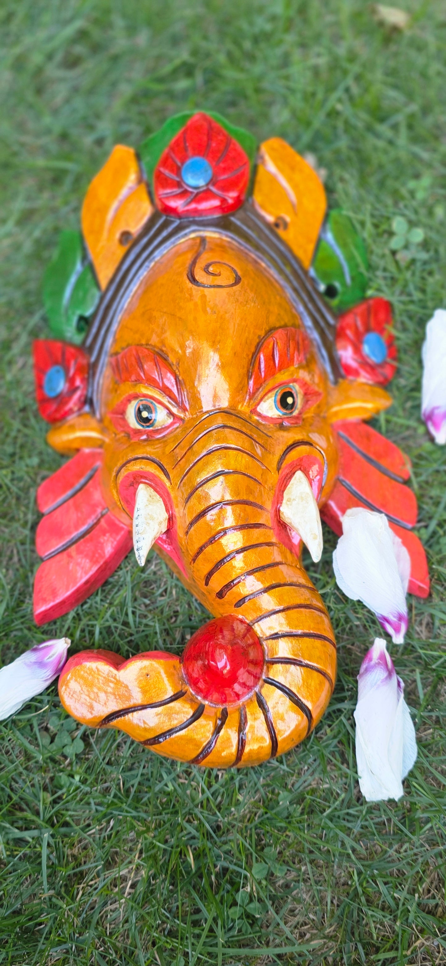 Ganesh Handmade Wooden Hanging Mask Made in Nepal