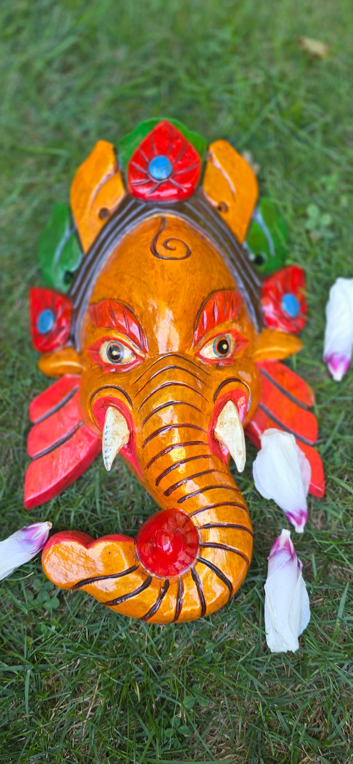 Ganesh Handmade Wooden Hanging Mask Made in Nepal