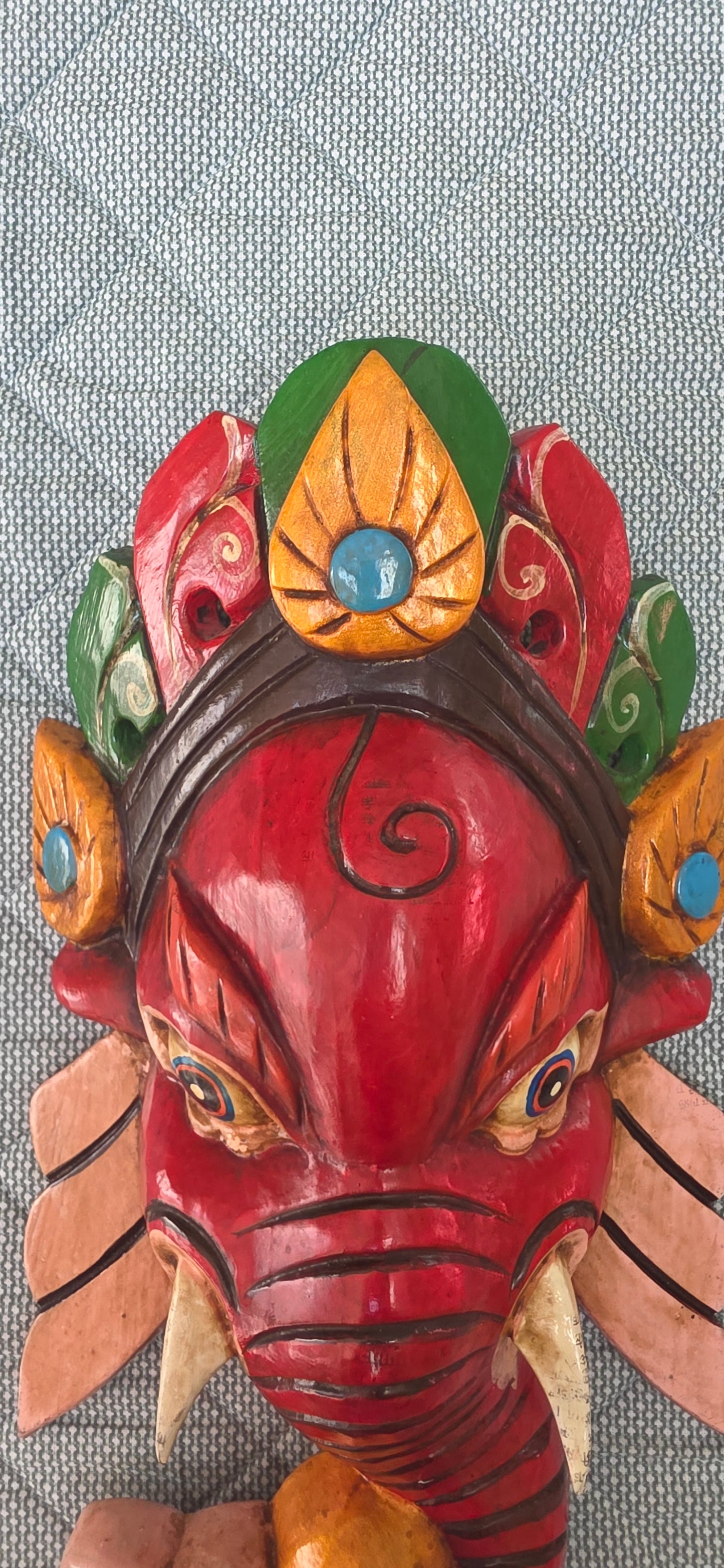 Ganesh Handmade Wooden Hanging Mask Made in Nepal - 12 Inches