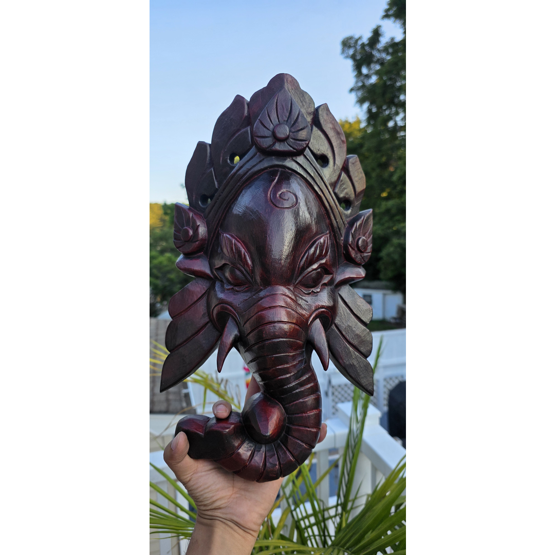 Ganesh Handmade Wooden Hanging Mask Made in Nepal