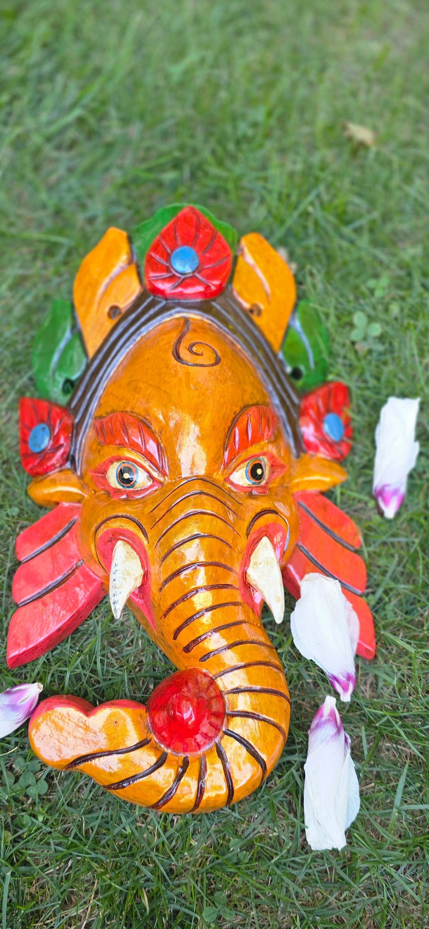 Ganesh Handmade Wooden Hanging Mask Made in Nepal