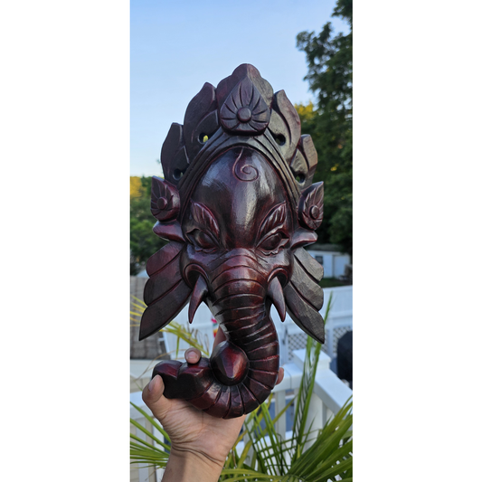 Ganesh Handmade Wooden Hanging Mask Made in Nepal